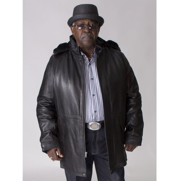 Black Lamb Leather 34” Zip Jacket with Zip Off Hood